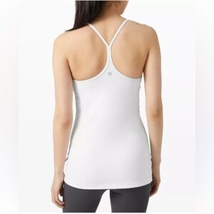 Power Y Tank Top
Everlux White Tank Top with Tan Accents